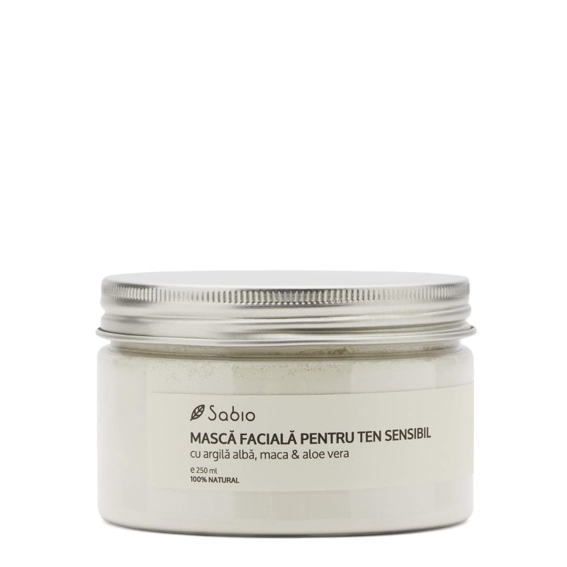 Mască facială ten sensibil - Argilă Albă, Maca & Aloe Vera